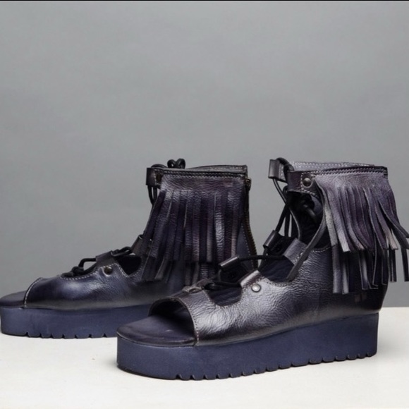 Rare BED STU Sandals MADISON Zip Fringe Gray Blue Purple Leather Size 7.5 - Picture 10 of 15